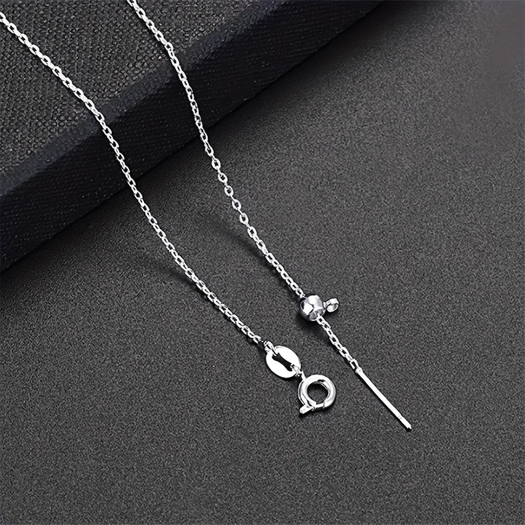 Adjustable Lariat Chain Necklace, Thin Stainless Steel Slide Chain for DIY Pendant Making, Multi-Color Available - Steel colo