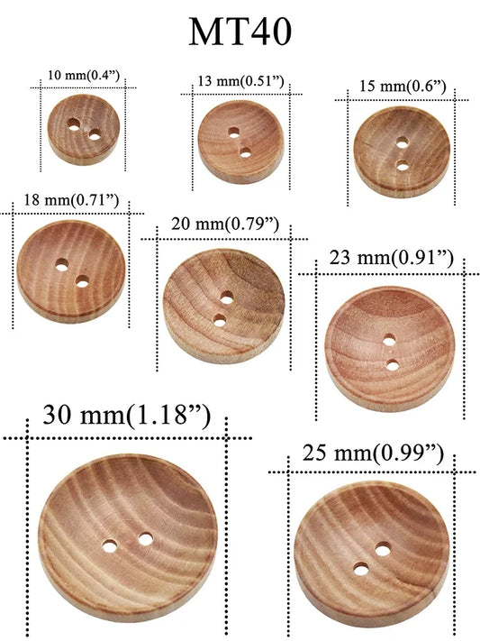 Natural Color Camellia Wood Grain Wooden Buttons Sewing Accesories For Clothes Decorative 2 Holes Button 10mm-30mm 10PCs 30PC