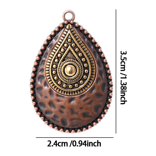 Retro Vintage Ethnic Bohemia Teardrop Pendants for Women Earrings Necklaces Charms for DIY Making Jewelry Accessories