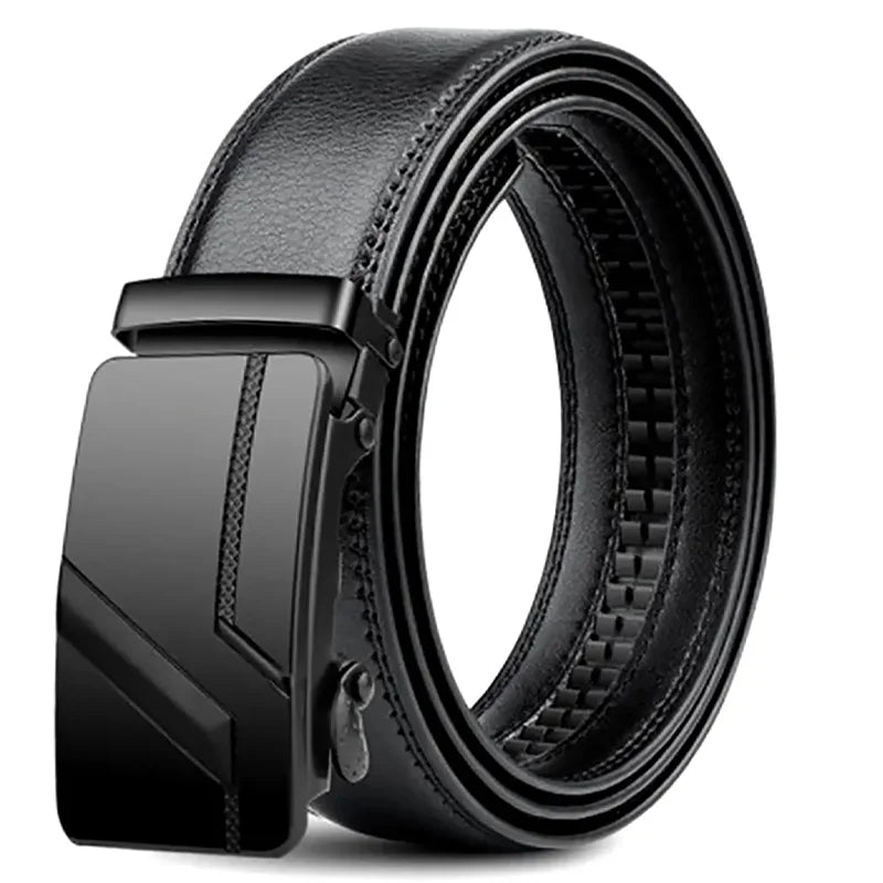 Men's Belt 110cm 120cm 130cm Luxury Belt, Black Men's Automatic Buckle Jeans Men's Belt Suit Belt
