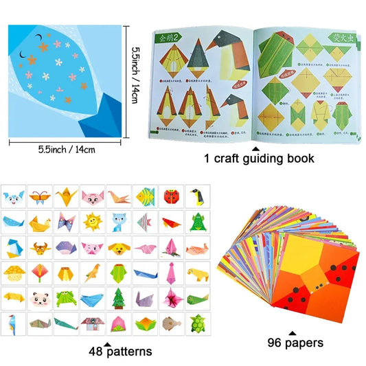 Origami Kit with 30/96 Sheets Paper & Guide Book, DIY Craft Art for Beginners kids,Multiple difficulty level challenges