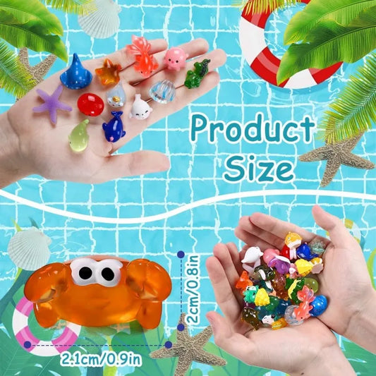 Mini Ocean Resin Animals Tiny Sea Animals Figurines Marine Miniature Decorations for DIY Fish Tank Potted Micro Garden Landsc