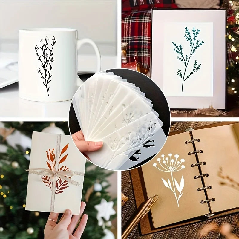 18Pcs/set DIY Flower Painting Stencils, Reusable Plastic Templates for Wood, Fabric, Paper Spray Paint & Graffiti Craft Suppl