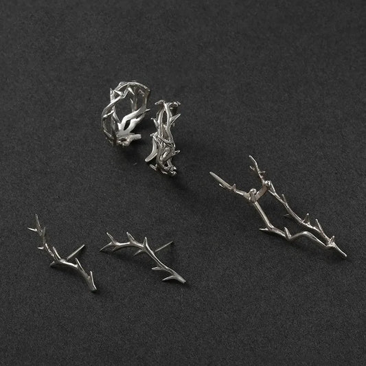 Vintage Ins Style Adherence Men's and Women's Rings with Branches, Thorns, Couples' Ring Gifts, Fashion and Personality