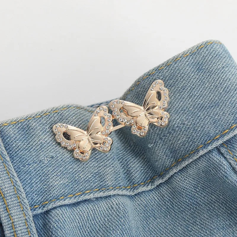 Jeans Button Adjustable Clips for Pant Skirts Waist Tightener Buckle Snap Button Adjuster Butterfly Pin Button Clothing Suppl