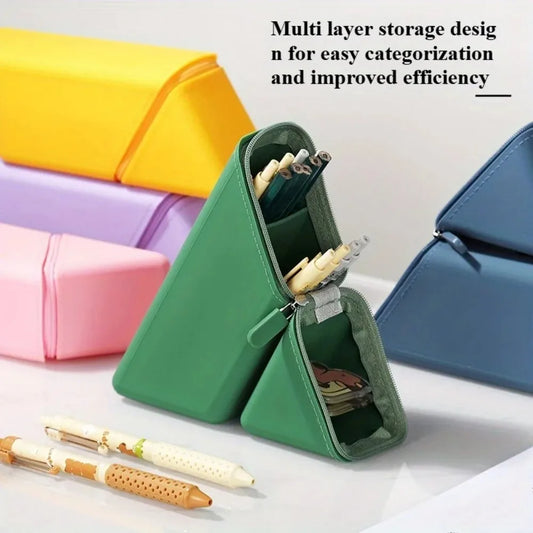 Stylish Silicone Pen Holder-Foldable Desktop Organizer for Office & Study,Multi-Purpose Stationery Cup,Perfect Gift for Stude