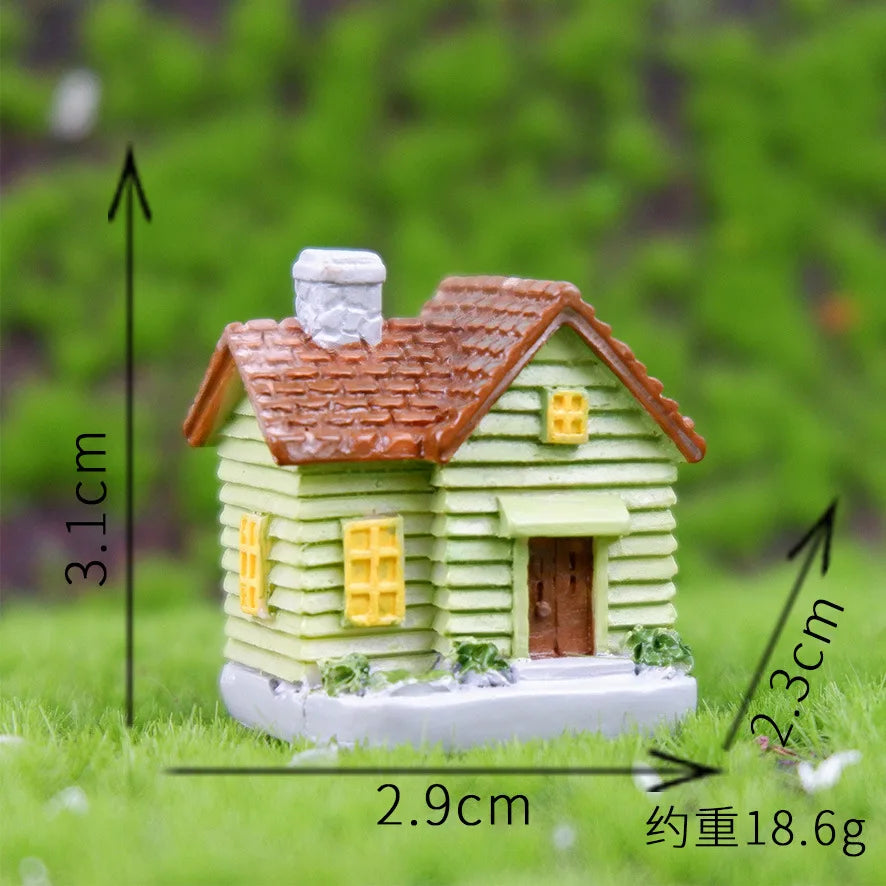 Decor Resin Ornament Miniature Fairy Garden House Villa Miniature Landscape Bonsai Decor Outdoor DIY Dolls House Decoration -