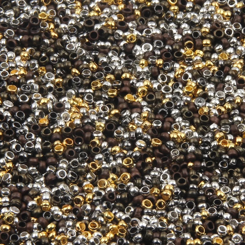 500pcs/lot Mixed Color Ball Crimp End Beads Dia 2 2.5 3 mm Stopper Spacer Beads For Diy Jewelry Making Findings Accessories -