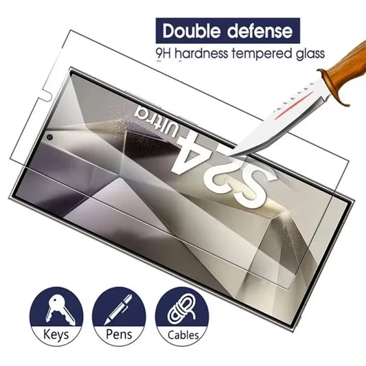 NNBILI 4PCS Full Cover Tempered Glass For Samsung Galaxy S24 S25 S26 Ultra S26 Fingerprint Screen Protector Protective HD Gla
