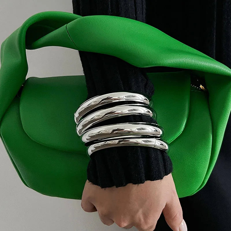Vintage Punk Bracelets Set for Women Twist Texture Bangles Gold Silver Color Jewelry Statement Streetwear Goth - 2