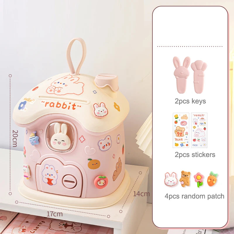 Kids Creative DIY Money Banking Toys Piggy Bank Money Saving Pot Coin Banks Coin Box With Lock Key Christmas Gift Toy For Gir