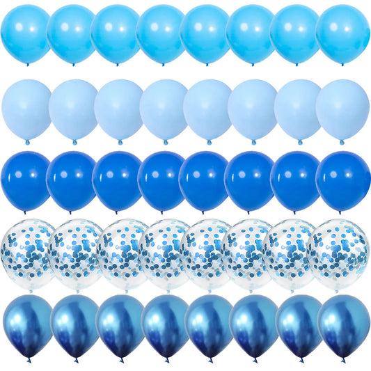 40Pieces Blue Set Balloons Metal Latex Confetti Balloon Wedding Valentine's Day Globos Baby Shower Birthday Party Decorations