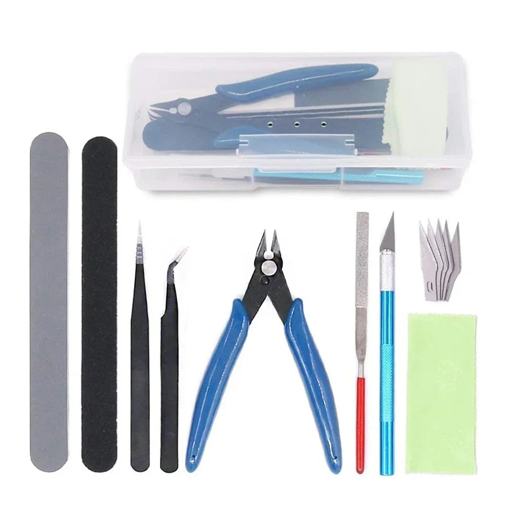 Model Basic Tools Craft DIY Model Car Hobby Building Repairing Assembly Tool Beginner Handmade Scissors Tweezers - 1set B