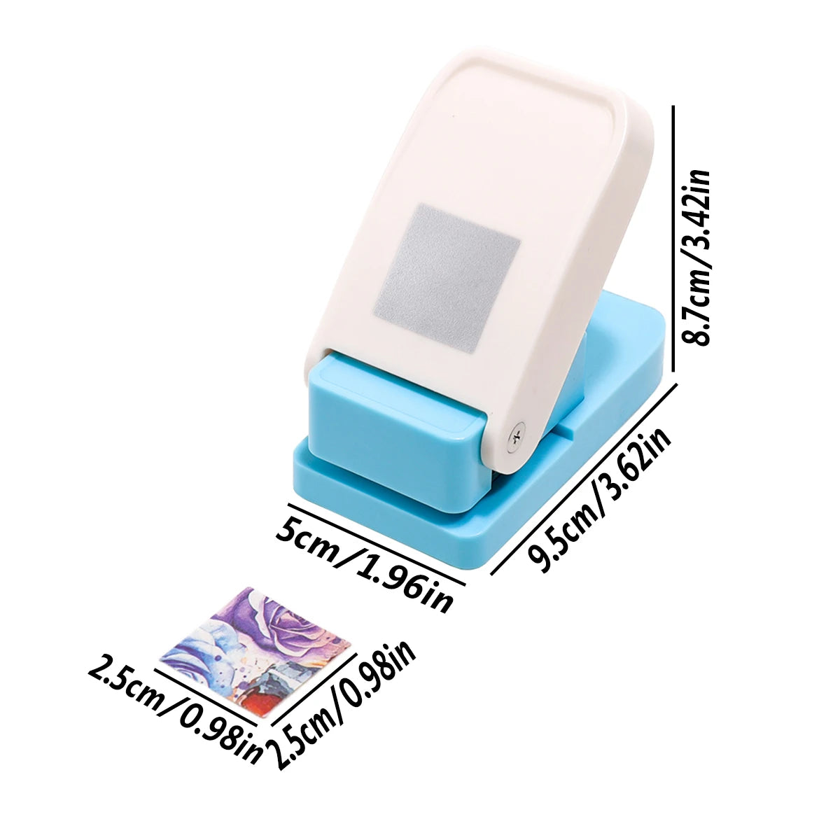 Stamp Shaped Paper Punch, Portable Hole Puncher for Crafts, Scrapbooking Supplies, DIY Card Making & Paper Crafting Tool - Sq