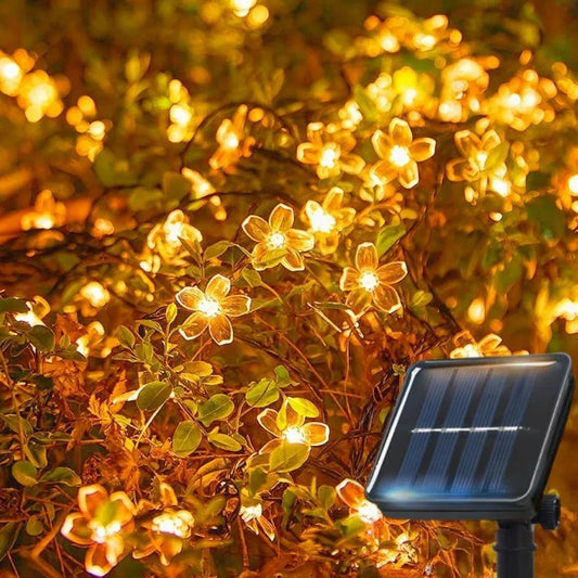 Solar Cherry Garden Blossom Flower Lights Garlands String Lights Solar Outdoor Waterproof Lawn Pathway Christmas Decoration L