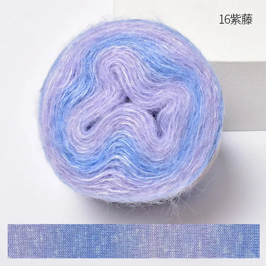 Crochet Yarn, 250M Gradient Colorful Mohair, Soft Velvet Cotton Blend, DIY Knitting Supplies, Hand Knitting Thread, Crochetin