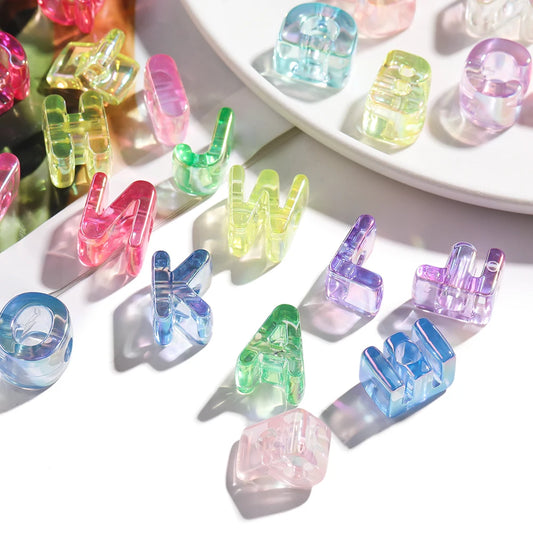 5pcs/lot Multicolour Random Letter Beads Acrylic Transparent Alphabet Bead For Jewelry Making DIY Necklace Keychain Accessori