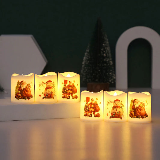 6PCS Christmas LED Candle Lamps Battery Powered Home Table Decor Candle Lamp Halloween Party Decoration Supplies Holiday Gift