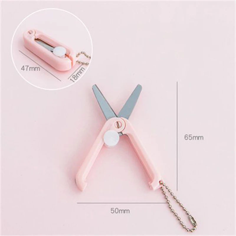Mini Portable Small Scissors Creative Paper-cutting Notebook Tool That Can Be Extended and Folded - Pink