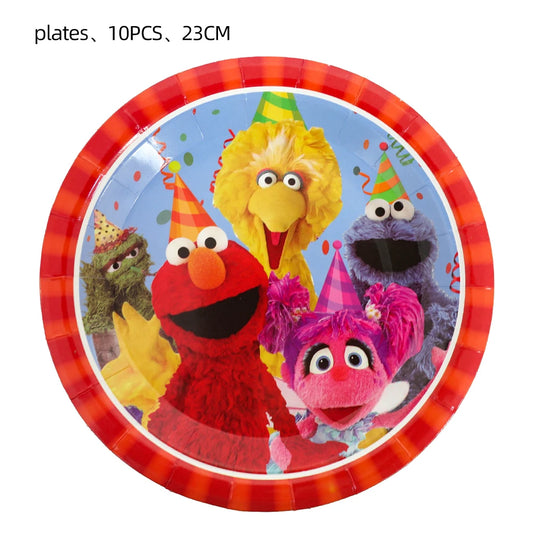 Elmo Theme Party Decor Set Tablecloth Plates Balloons Cake Decor For Baby Shower For Kids