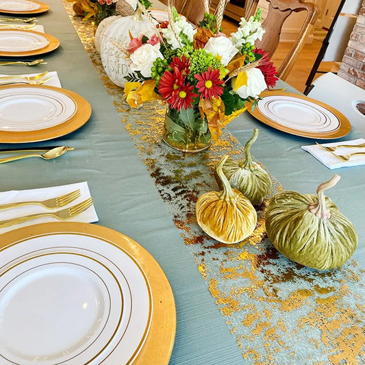 Sparkle Metallic Gold Thin Table Runners Gold/Silver Sequin Glitter Metallic Foil Thin Mesh Roll Wedding Valentine's Day Deco