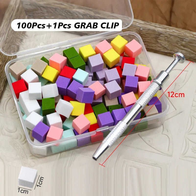 100/50Pcs Square Nail Art Sponge Set Gradient Nail Brushes Gel Polish DIY Design Nail Sponge Grab Pen Manicure Supplies Tools