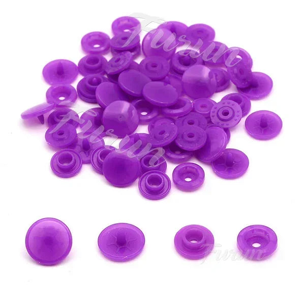 100sets Multiple Colors Plastic Snap Buttons Round Press Stud Fasteners for Baby Clothes Garment Accessories DIY Craft 20Colo