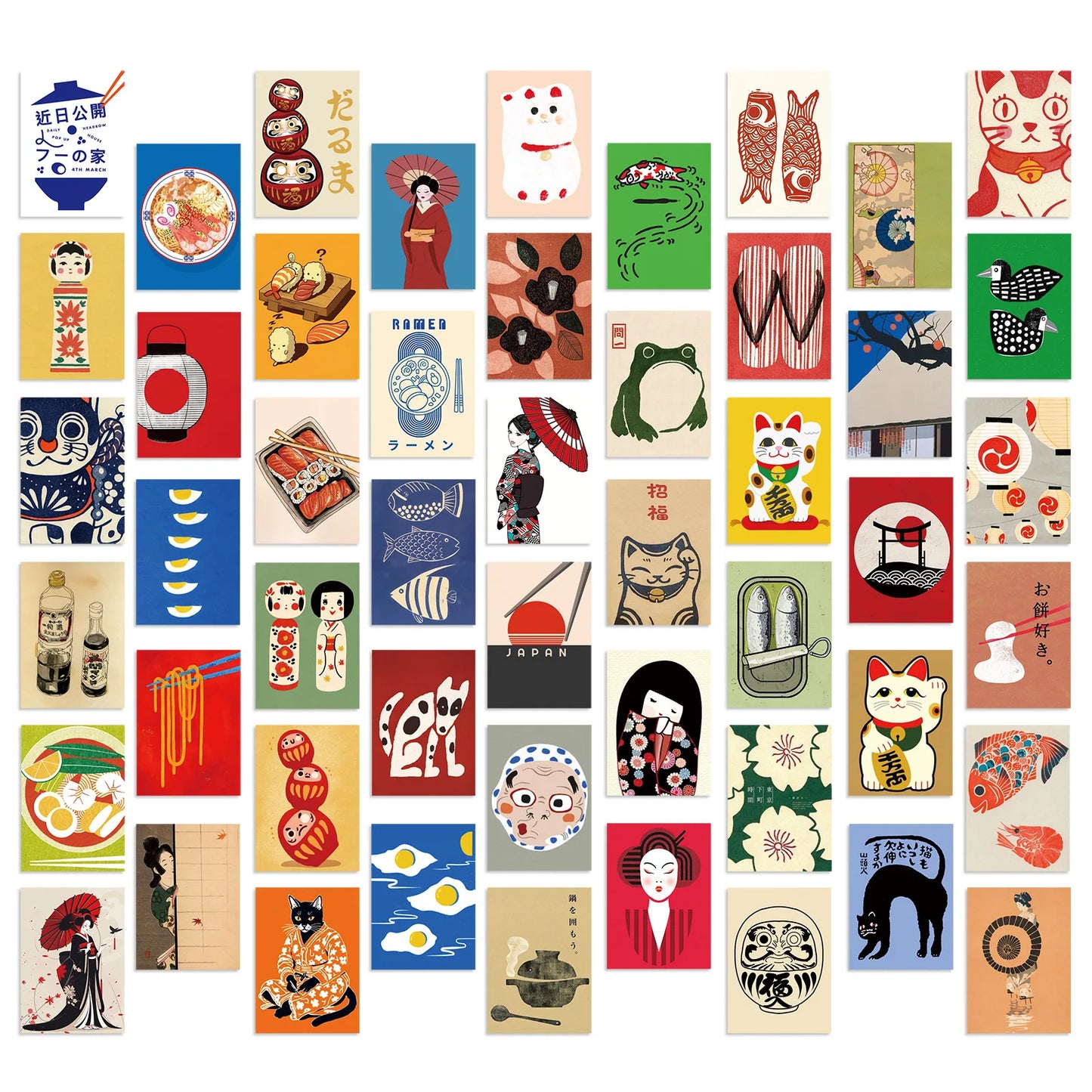50pcs Cartoon Japanese Style Poster Stickers Refrigerator Phone Case Skateboard Computer Laptop Waterproof Decorative Sticker