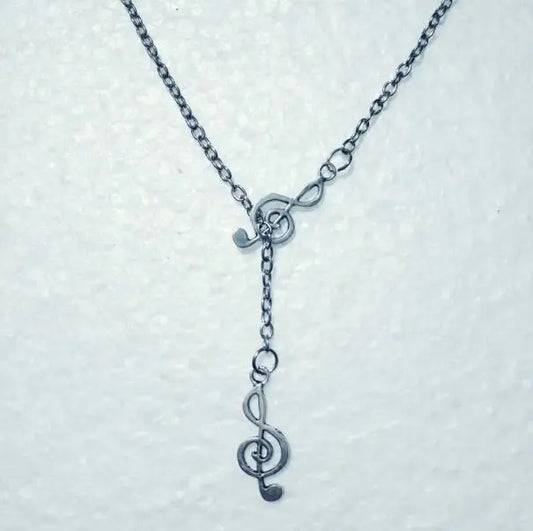 Fashion Double Notes / treble clef Pendant Adjustable Cross Lariat Necklace For Women Men Punk Goth Jewelry Gift