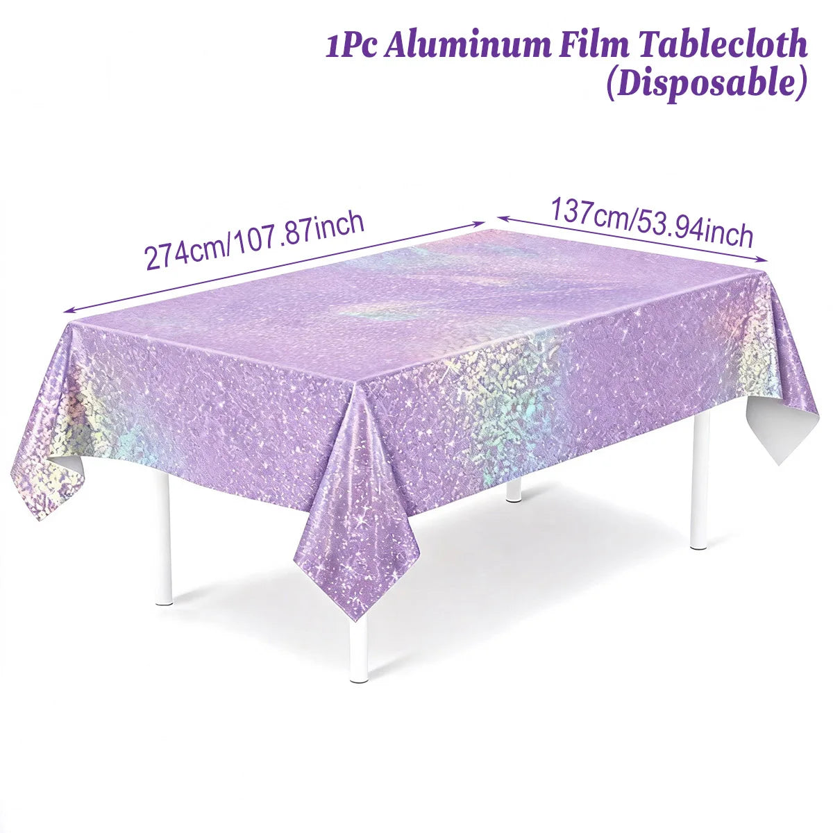 Purple Laser Disposale Tablecloth Happy Birthday Party Decoration Wedding Party Aluminum Film Table Cover Baby Shower Supplie