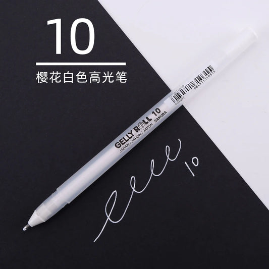 1/3PCS SAKURA Gelly Roll Gel Pens Highlight Marker for Journaling Art Drawing Classic White Ink Assorted Point Fine Medium Bo