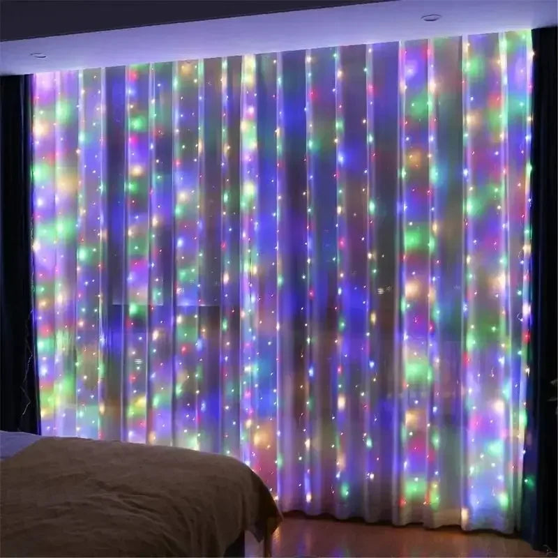 3/4/6m Curtain 100/600LEDString Lights Garland USB Festoon Remote Control Fairy Garland Lights Christmas Decoration Bedroom H
