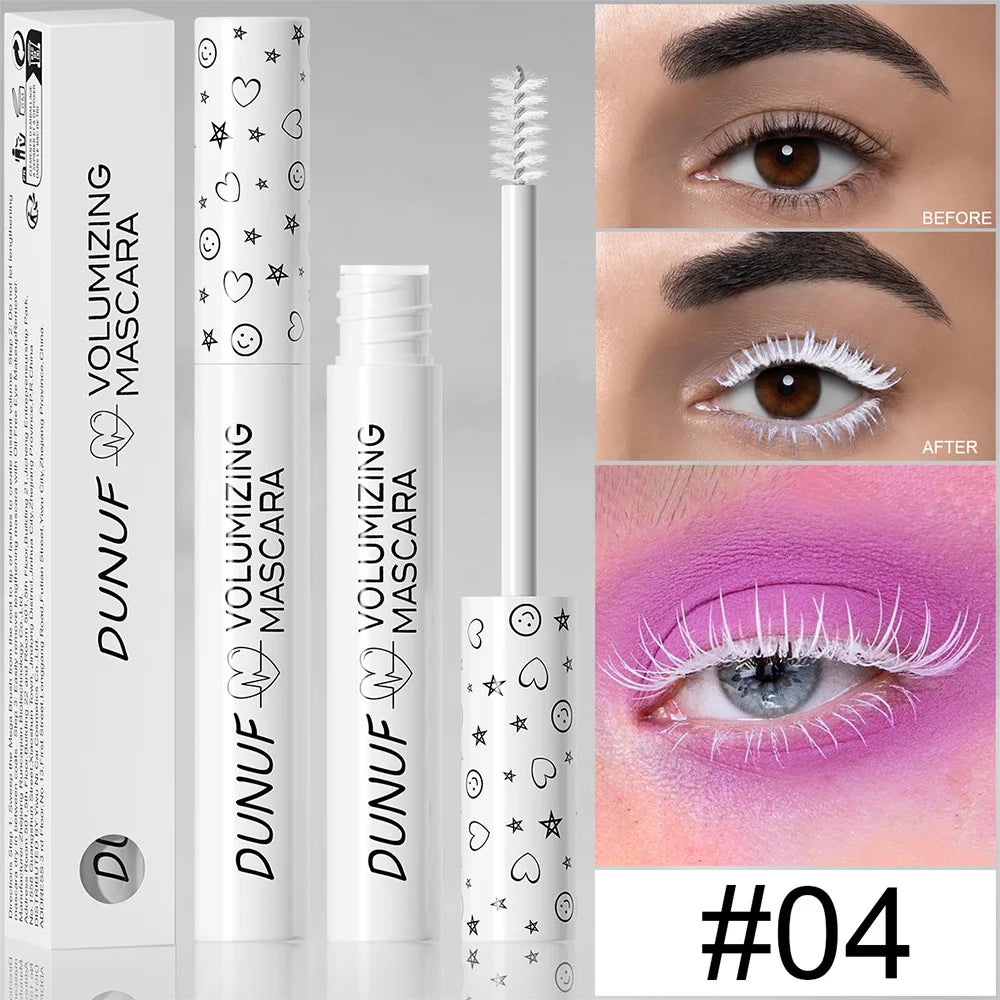 White Slender Curly Mascara, Color Mascara Waterproof Not Easy To Smudge, Portable Fine Brush Head,Holiday Makeup - White (St