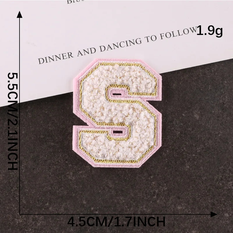 Pink Letters Towel Embroidered Iron On Sew On Patch Applique Diy Name Badges Alphabet Patches For Clothing Bag Accessories -