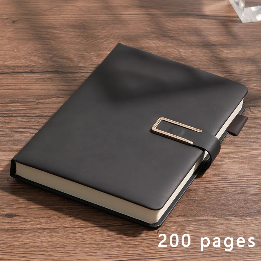 Vintage A5 leather notebook with personalized soft cover - perfect for business meetings and college life - black