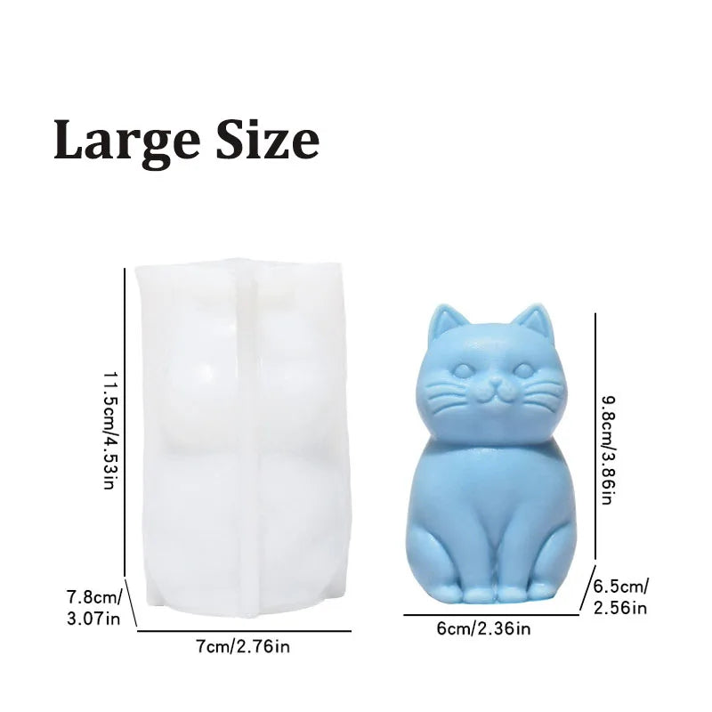 Sitting Cat Silicone Mold Handmade Soap Candle Making Supplies DIY Kitten Candle Soap Plaster Crafts Resin Concrete Mold - L