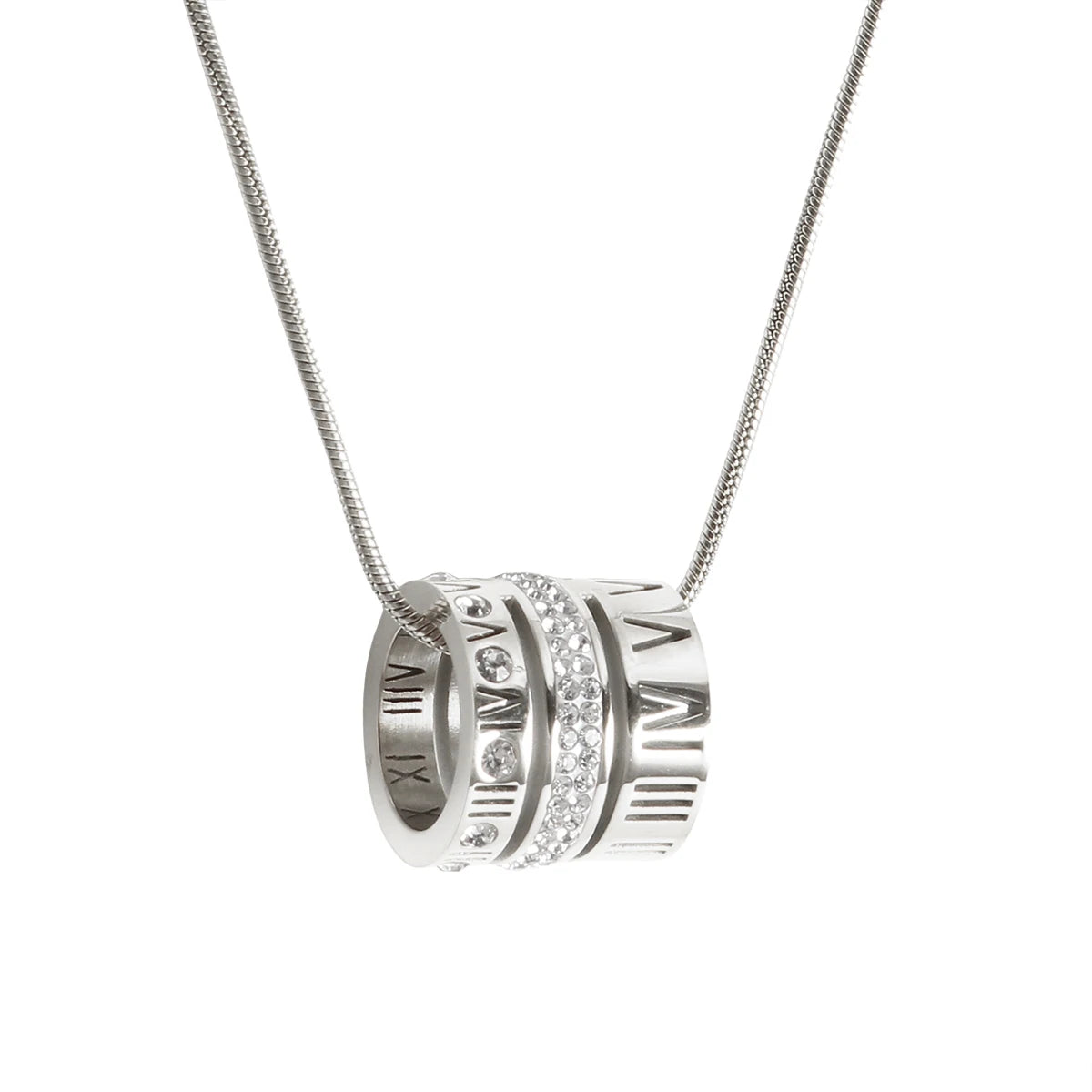 Stainless Steel Heart-shaped Pendant Necklace Metal Waterproof Jewelry For Women - C90 Silver