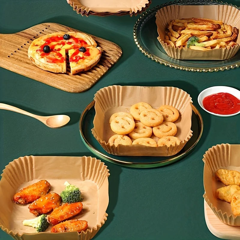 50 Packs of Non Stick Paper Lined with Air Fryer for Baking and Microwave Ovens Easy To Clean and Separate for Healthier Cook