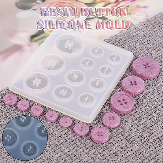 Button Mold with Hole Mold Non-stick Art Mold Decoration Cake Baking Tools DIY Silicone Mold Resin Button