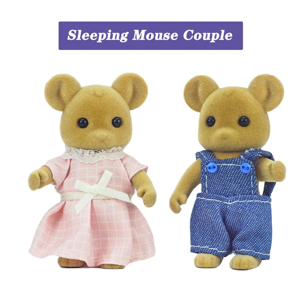 Forest Animal Family 1_12 Dollhouse Accessories Mini_yythk - Sleeping Rat Couple