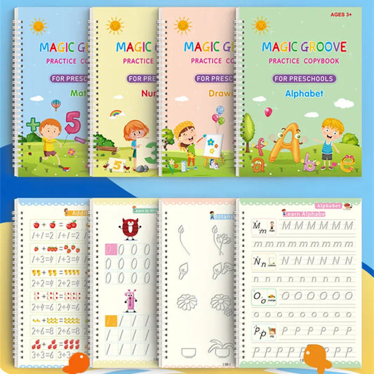 Reusable Magic Copybook Drawing Toys for Children Montessori Pen Control Training Writing Sticker Learning Educational Toy Ki