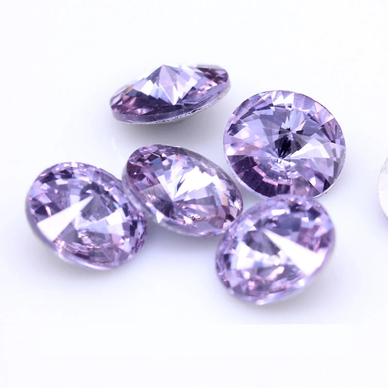 Fantastic 6/8/10/12/14/16/18/25MM Rivoli Cabochons Round Fancy Rhinestone Crystal For Applique Clothing Garment Decoration Be