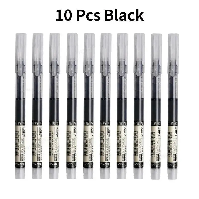 10pcs Gel Pens 0.5mm Needle Type Gel Ink Pens Straight Liquid Ballpoint Pen Colors Stationery School Office Writing Stationer
