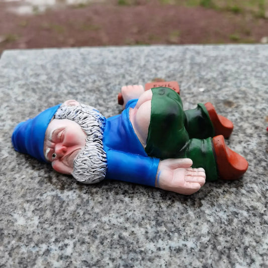 15cm Drunken Garden Gnomes Funny Resin Statues for Home Decor Whimsical Indoor Outdoor Ornaments EcoResin Weatherproof