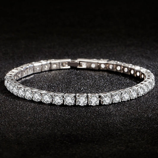 S925 Silver Platinum Plated Moissanite Bracelet Sparkling Personality Wedding Jewelry Gift Charm Bracelet For Women