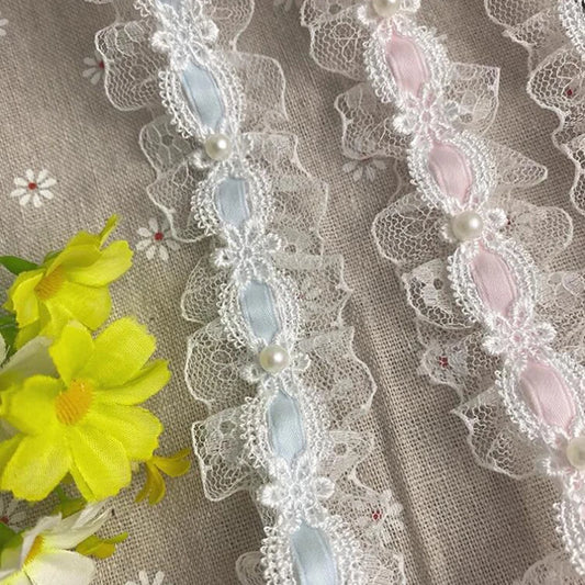 3 Meters Pretty Bow White Black Water Soluble Lace Trim Lace 3.5CM Wdith Fabric