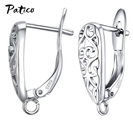 New Design Hollow Hook Earrings DIY Earrings Clasps Hooks For Woman Handmade 925 Sterling Silver Jewelry Making Accessories