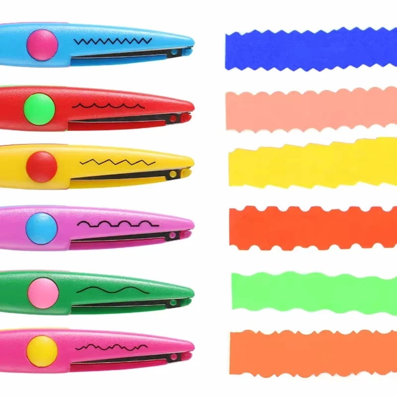 6pcs/Set Scissors Wavy Pattern Paper Cutter DIY Handmade Tools Paper Craft Kawaii Card Photo Scissors Kids Gifts Office Suppl