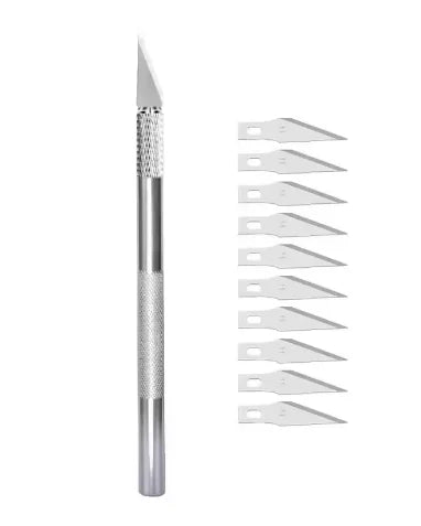 Engraving Cutter with Blade Metal Handle, Craft Carving, Sculpture Paper, Non-Slip Knife, DIY Repair, Leather Tools - silver