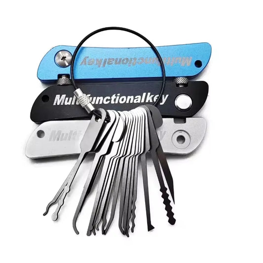 21-in-1 Lock Picking Tools Set Stainless Steel Durable Locksmith Mini Hook Pick Key Extractor Multi-function Outdoor Lover Gi
